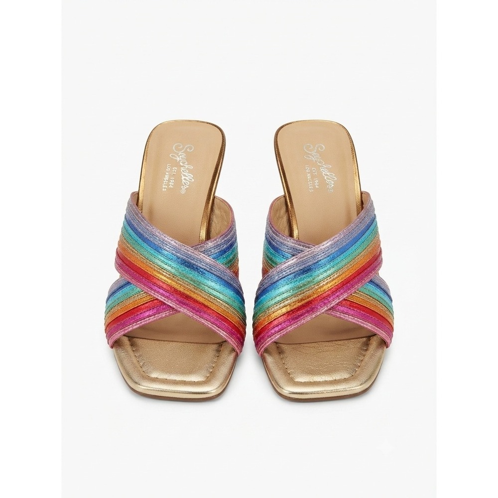 Seychelles Fleet Metallic Rainbow Slip On Sandals Size 9